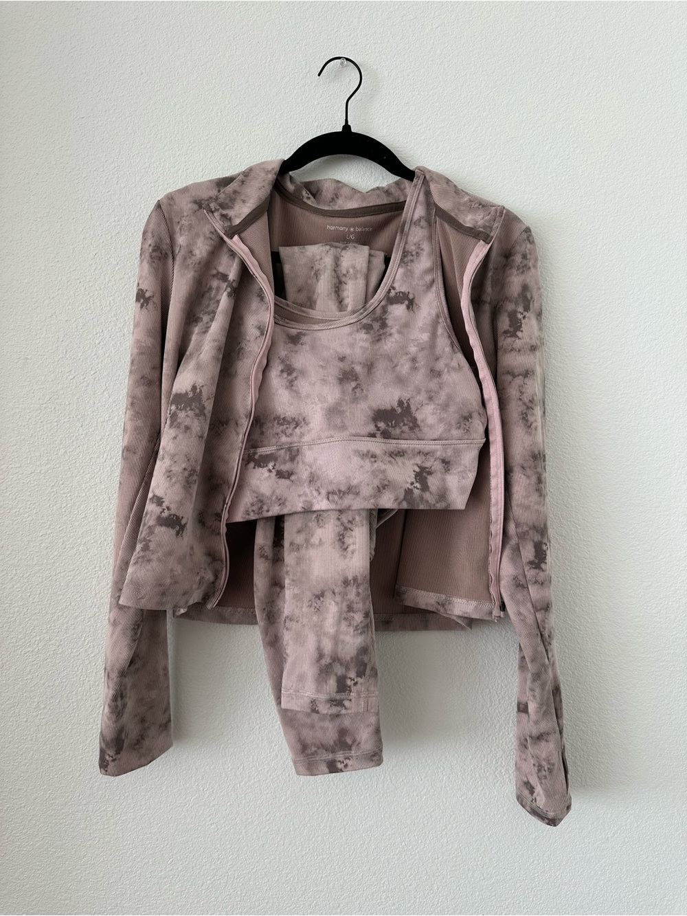 Harmony & Balance Pink Tie-Dye Active Jacket and Sports Bra Set